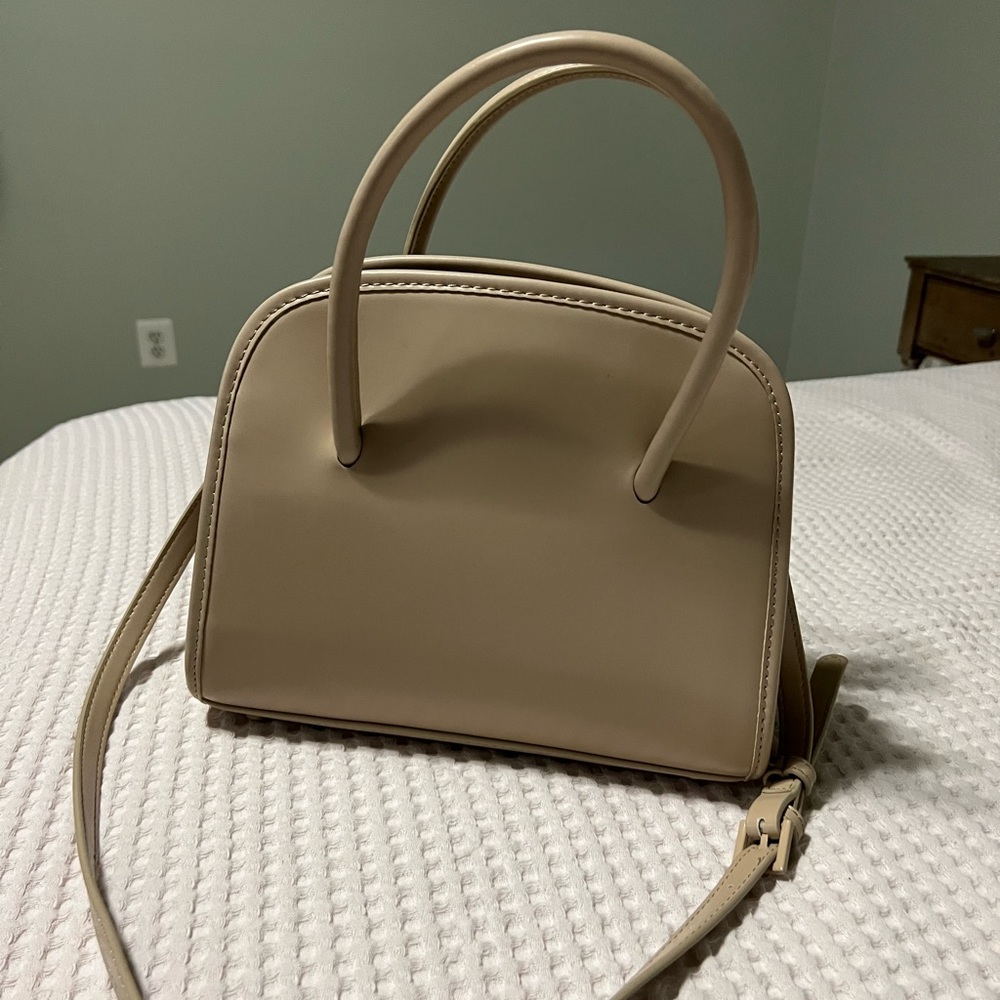 Nude Faux Leather bag with removable strap